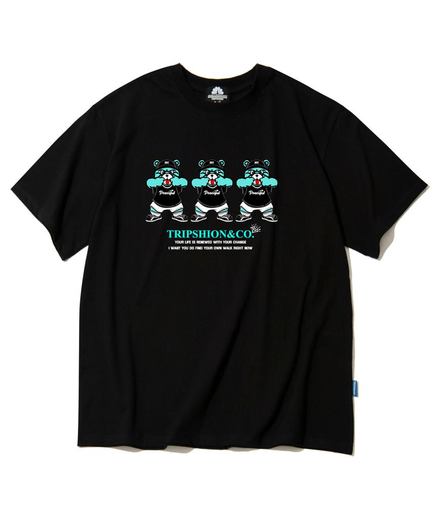 TRIPSHION Mint Candy Bear Logo T-Shirt - Black