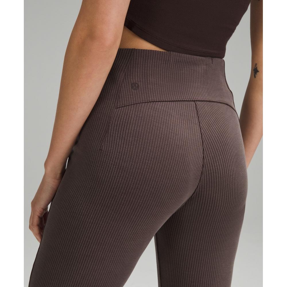 Lululemon Calça Cropped de Cintura Alta com Zíper na Barra Softstreme Canelada 25 Espresso