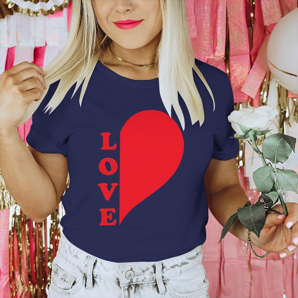 Red Heart Print Couples Graphics Matching Tshirt LOVE Fashion Vintage Women Men Casual Valentines Day Gifts Lovers Tee Shirt