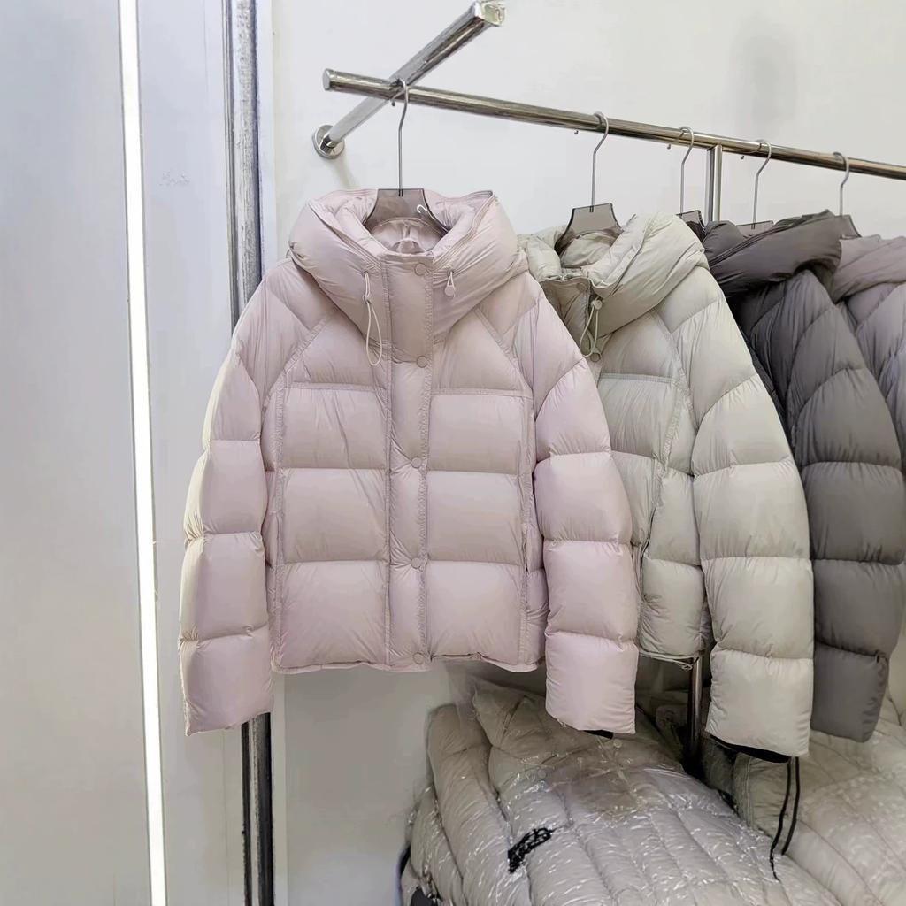 White duck down suit cloud puff women's short new thickened warm hooded bread jacket