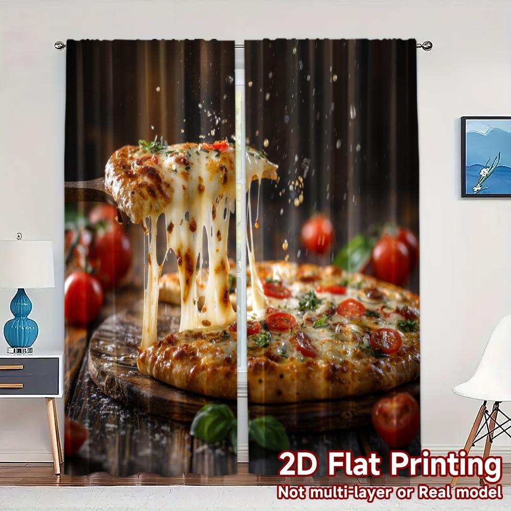

Set Of 2 Flat Printing Curtains Without Rod Melty Delight Print Popular Prints Thermal Curtain Light Filtering Polyester W100*H70(CM)-Grommet top&1PCS