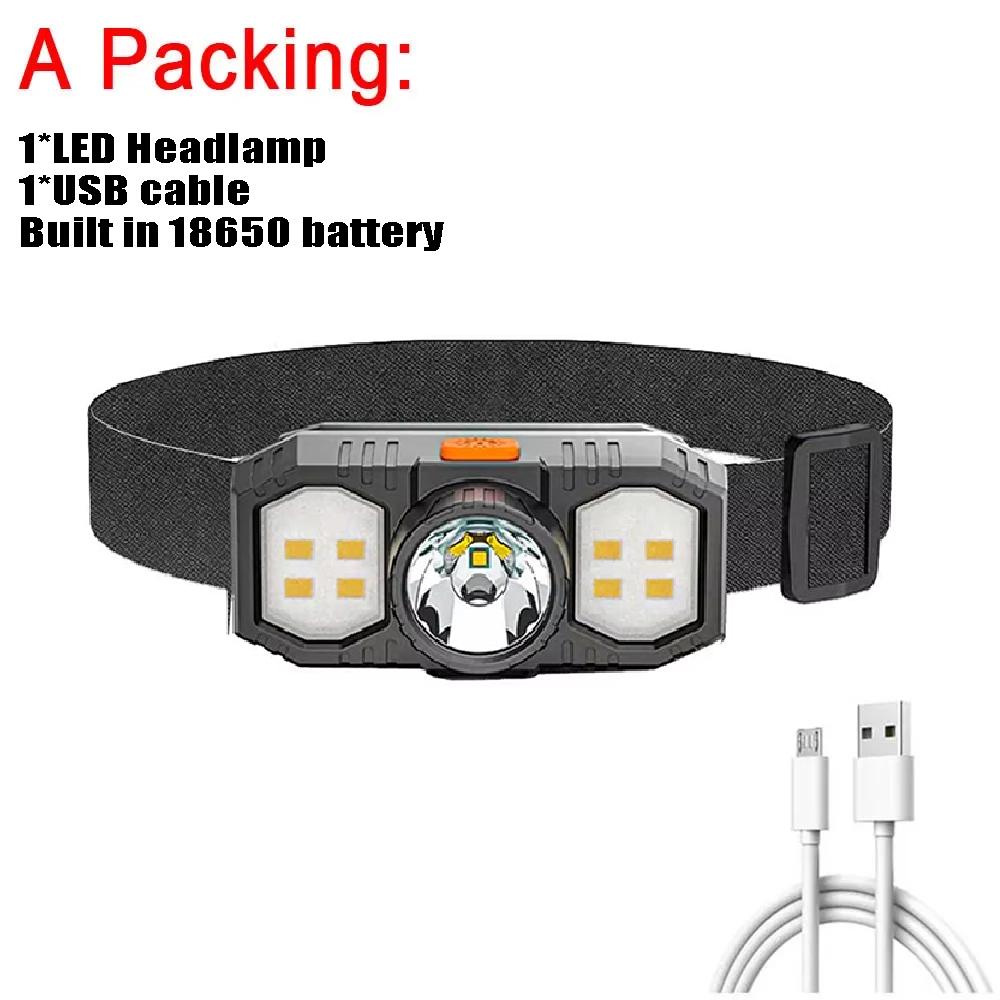 Mini Portable LED Sensor Head Lamp Powerful USB Rechargeable Headlight Lantern Front Light Torch for Camping Working Lantern