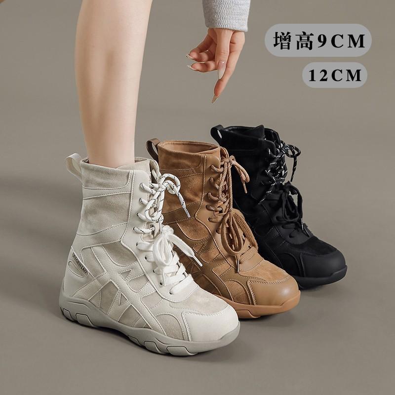 Inner height increase of 9 cm Martin boots women's 2025 new outdoor hiking shoes retro platform western boots short boots
