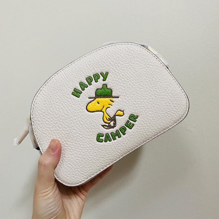 Coach X Peanuts Collaboration Serena 16 Husto Print Leather Mini Crossbody Bag Women Bags White C4600-IMCAH