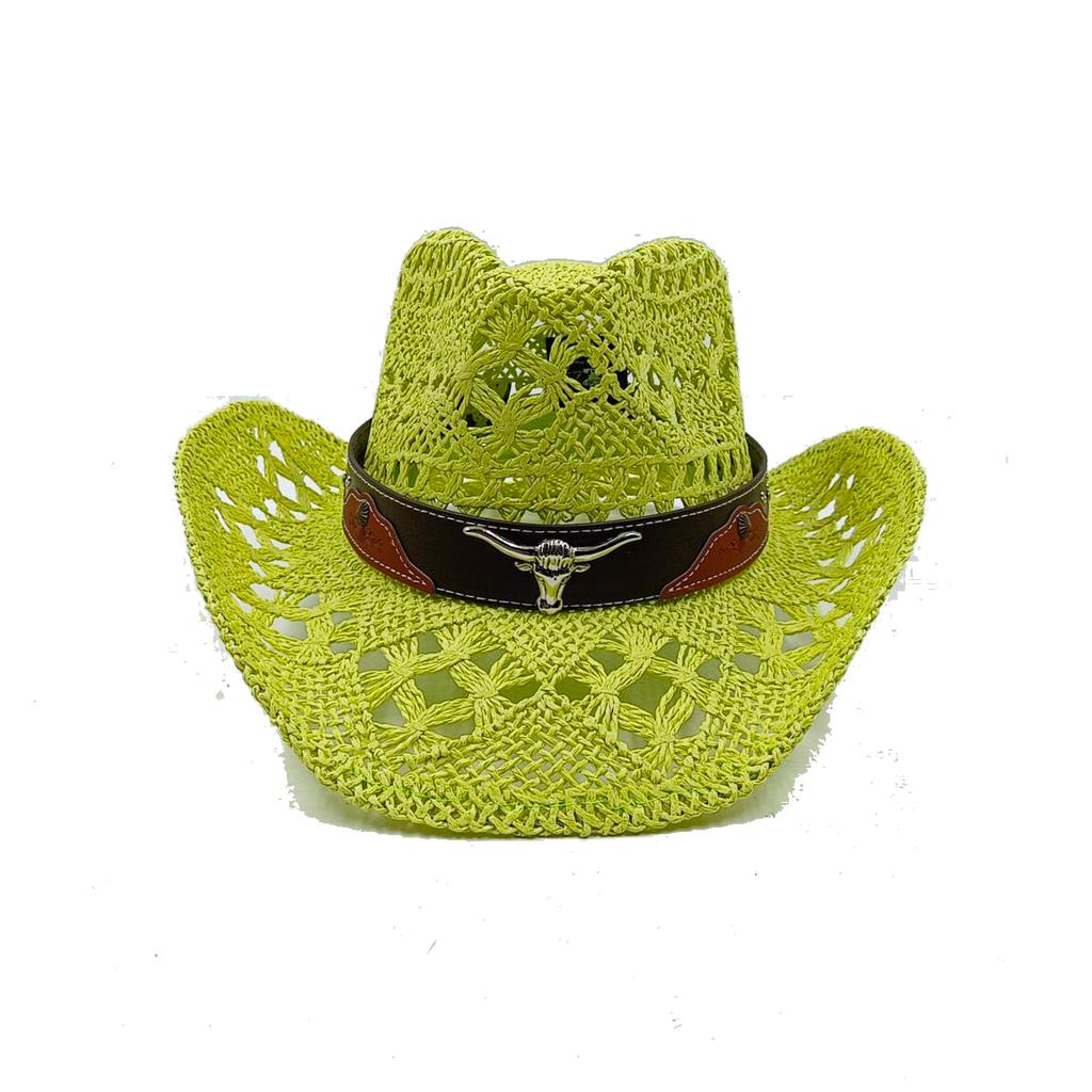 Corn Husk Material Straw Hat Western Cowboy Hat Spring and Summer Men and Women Panama Sun Hat Elegant Cowboy Straw Hat