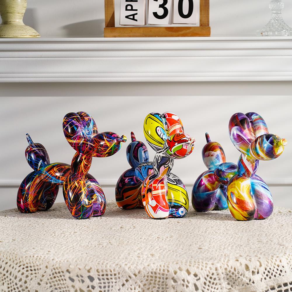 Noords Kleurrijk Graffiti Ballonhond Hars Ornament voor Huisdecoratie