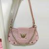 Hot Girls  Handbag Women Vintage Sweet Cool Heart Chain Pink Underarm Bag Female Fairycore Aesthetic Shoulder Bag New Chain