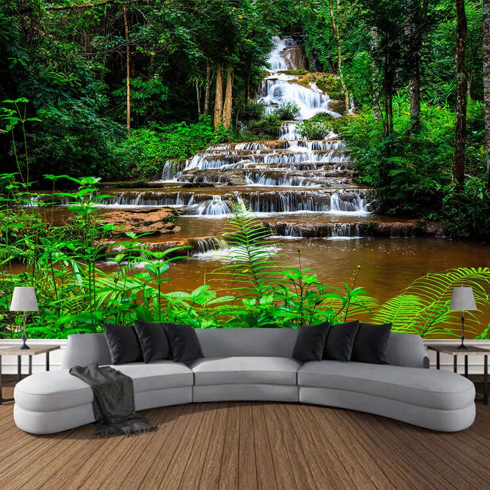 Frumoasă pădure naturală imprimată tapiserie mare de perete ieftină hippie agățată tapiserii de perete boeme decor mandala de perete