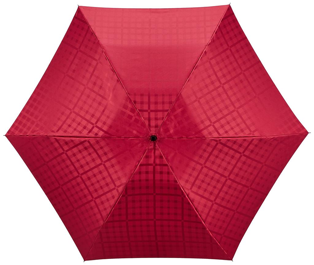 Daks MOONBAT Folding Polyester Dyed Jacquard Rib 55cm Women's Umbrella, Check, Red, Length Approx.