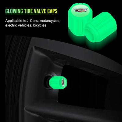 Car Sticker SMotorcycle Tire Wheel Valve Cap Covers Luminous For Escalade Tiburon Deville Seville XT5 XTS CTS BLS SLS DTS SRX Metal