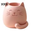 Pencil Pen Storage Cup Holder, Cartoon Cat Shape Desk Organizer, Smooth Surface Decorative Odorless Container Stationery Holder for