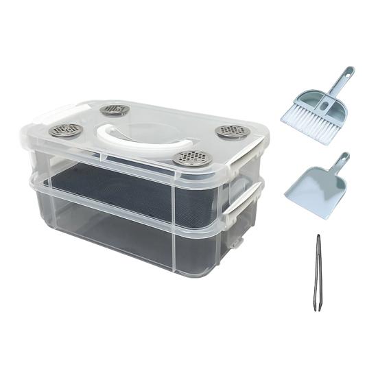 

Mealworm Breeding Box Mealworm Farm System with Waste Tray Breathable Mealworm Breeding Container for Small-Scale Farming Feeding Chickens Frogs C