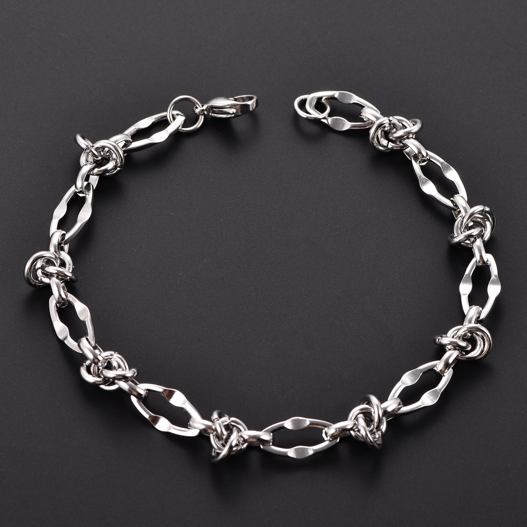 

Punk Stainless Steel Chunky Lip Knot Chain Bracelet for Women Men Hand Foot Ankle Chain Bangle Wristband Anklets Metal Jewelry 16cm