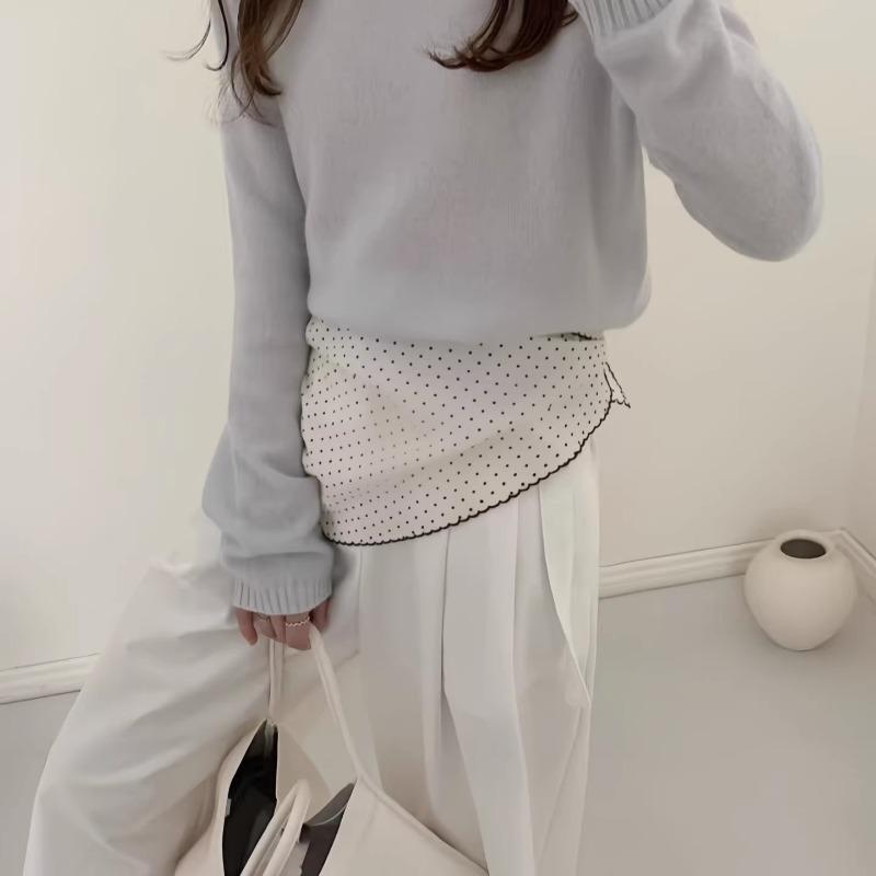 Damen Vintage Bogenzahn Polka Dot Dreiecksschal Mode Ins Bandana Haarschal für Süße Damen Tägliche Kleidung Kopftuch Taillendekoration