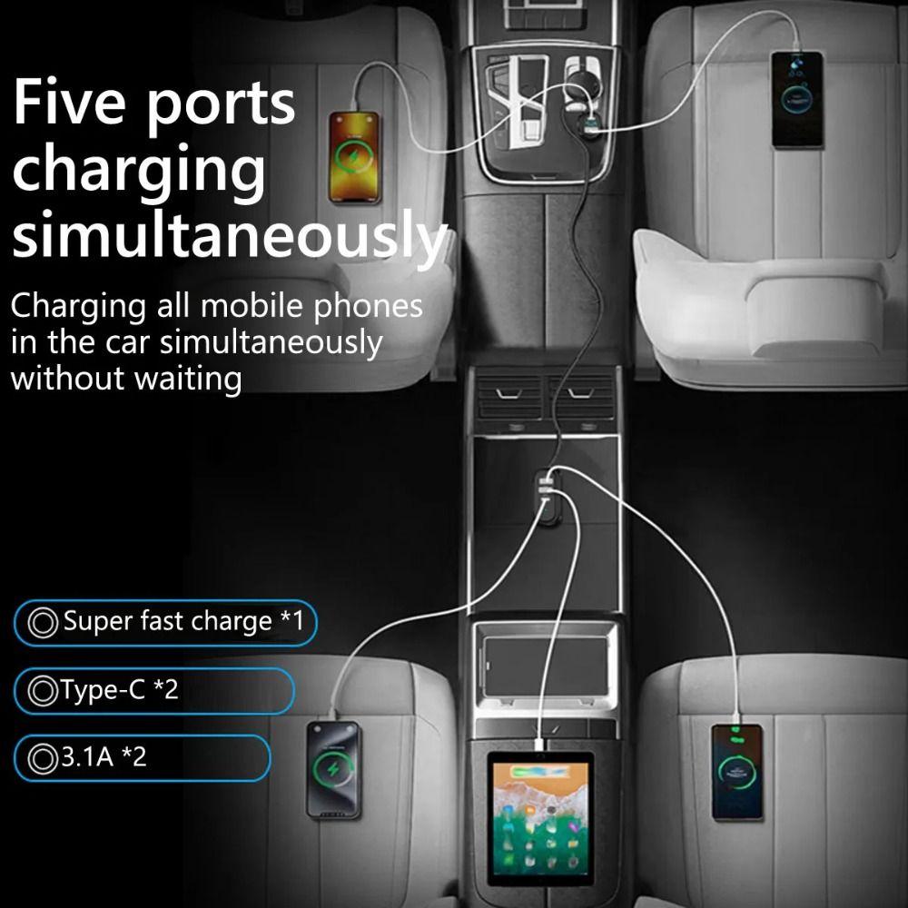66W Car Phone Charger 5 In 1 Charging Adapter Split Type Car USB Charger