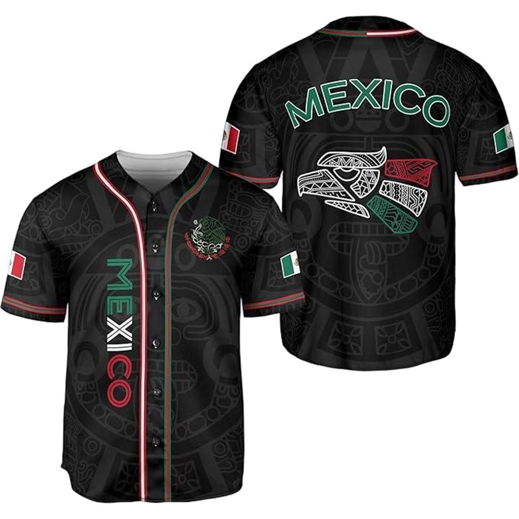 MEXICO Men's Casual Letter Print Short Sleeve T-Shirt for Everyday Wear