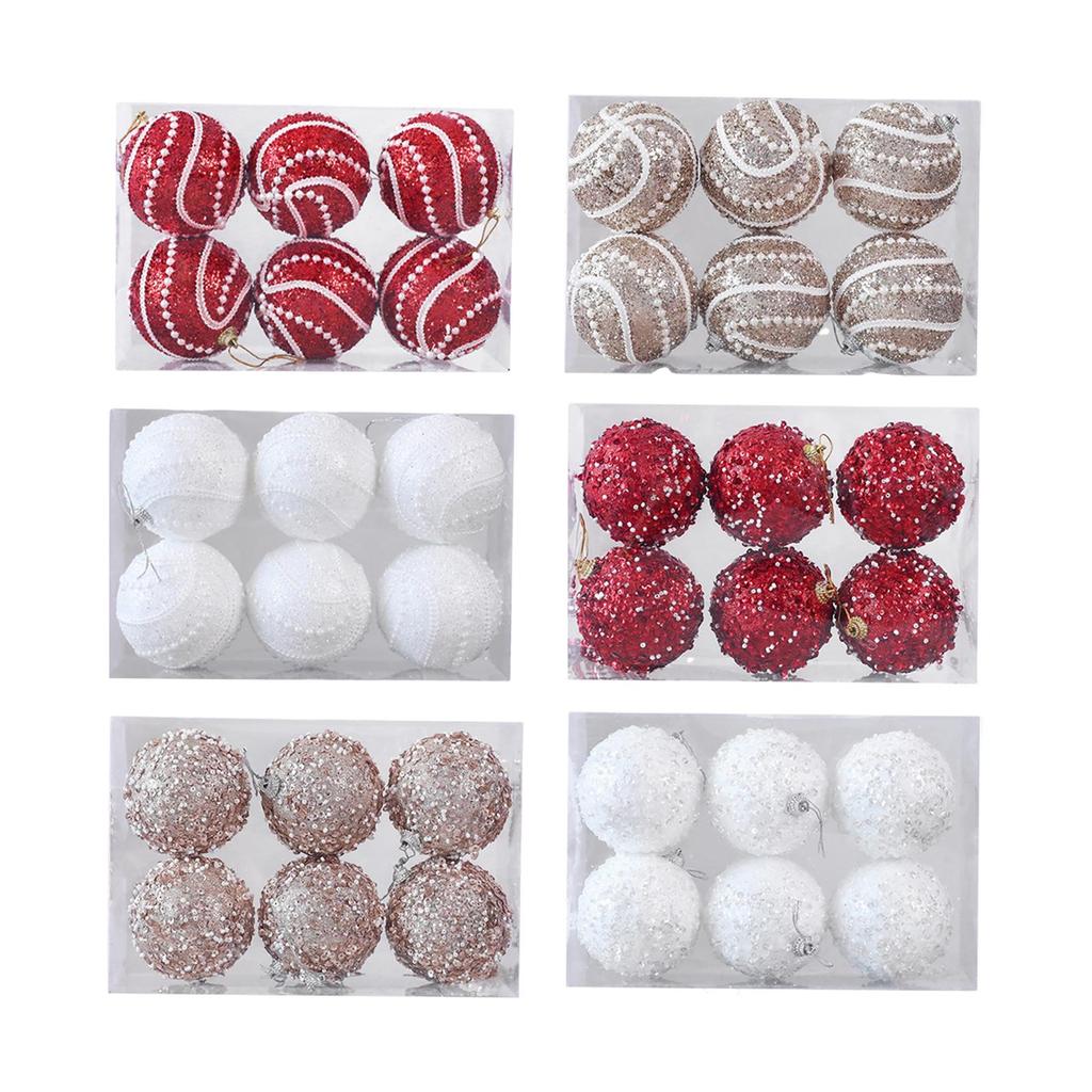 6x Christmas Balls Christmas Tree Decorations with Hanging Rope Hanging Ornaments for Engagements Wedding