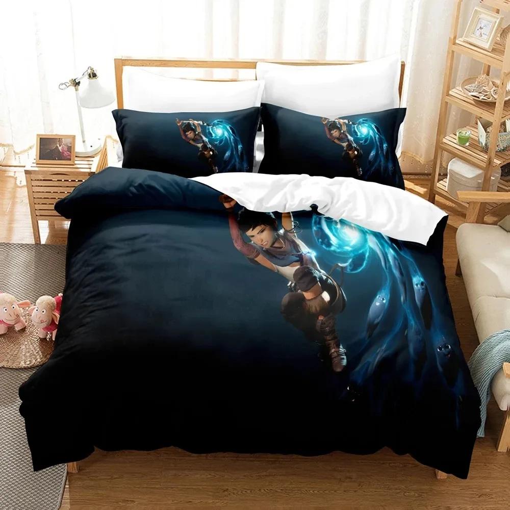 3d  Game Bridge Spirits Kena Bedding Set Duvet Cover Bed Set Quilt Cover Pillowcase Comforter King Queen Size Boys Adult