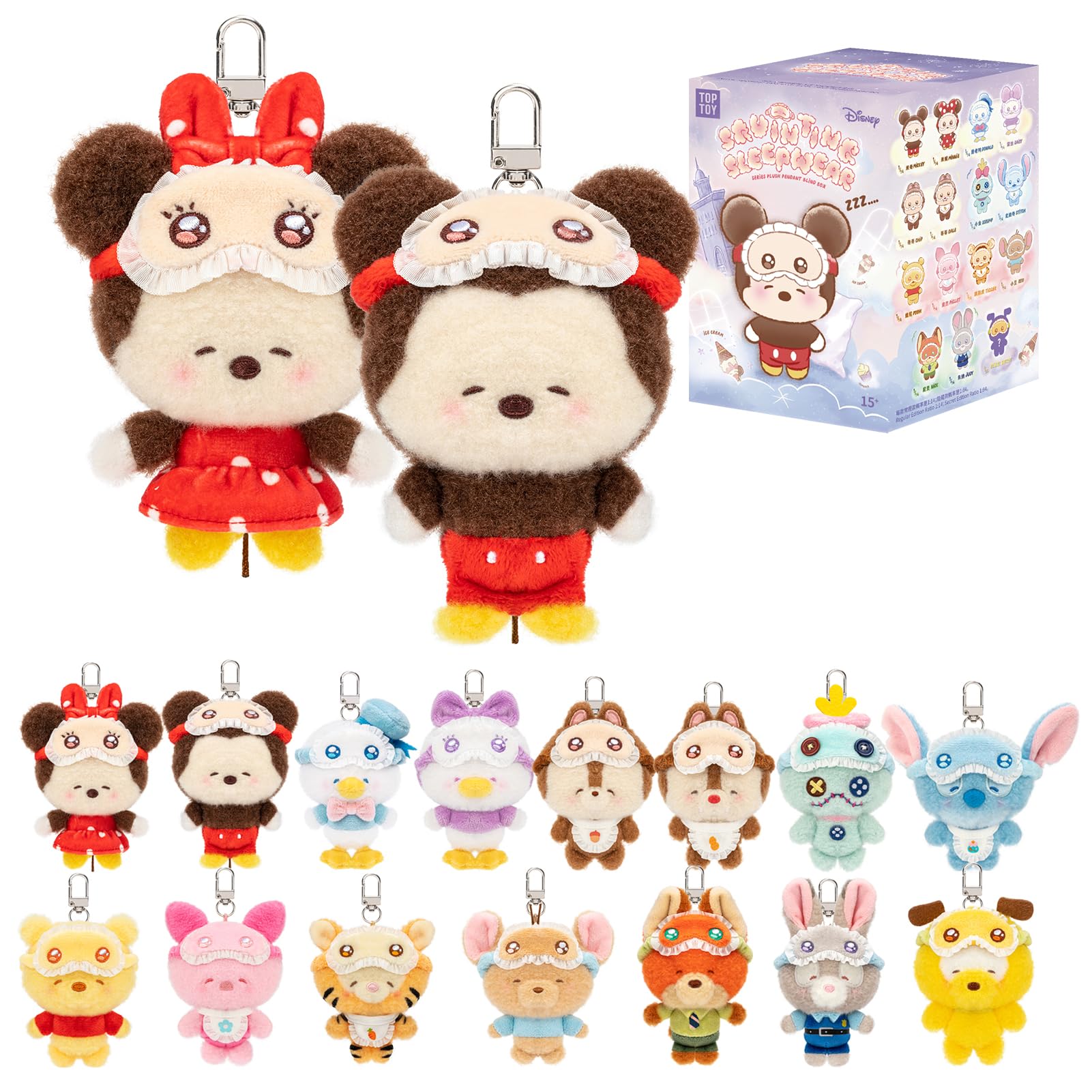 

ЛУЧШАЯ ИГРУШКА Disney Mickey Family [Сонные глазки] Серия плюшевых игрушек [1 шт.] Pop Mart Gachapon Фигурка-сюрприз Пластиковая модель Премиальная игрушка Зверополис Стич