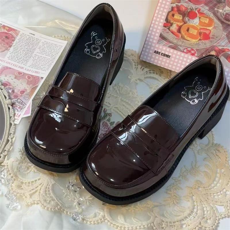 

Japanese round head platform single shoes women s versatile small leather shoes bow uniform shoes middle heel jk shoes 2024 new autumn 35