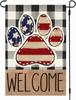 RABUSOFA Patriotic 4th of July Garden Ag 12x18 Inch Double Sided Outside,American Ag Paw Print Welcome Buffalo Plaid Yar EEL