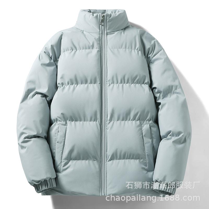 Solid color stand-up neck cotton-padded clothes for men's winter new thickened warm bread clothes ins loose flow cotton clothes jacket