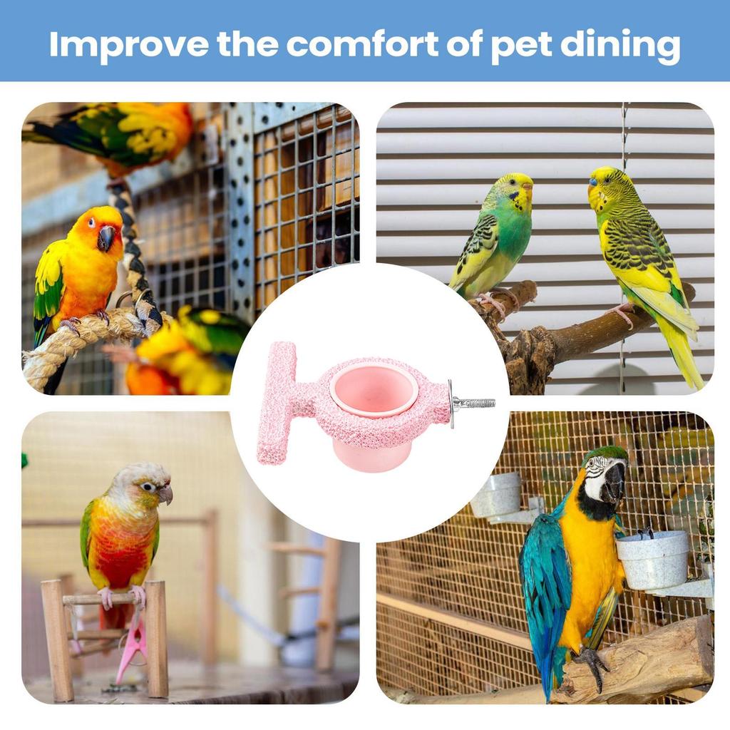 Bird Feeder For Cage Bird Dish Feeder For Cage With Perch Cockatiel Food Bowl For Conure Parakeet Cockatoo Canary Lovebird