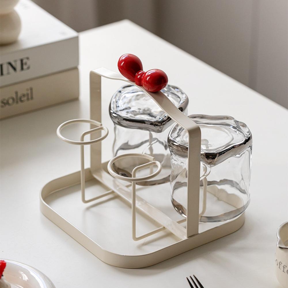 

With Water Collection Tray Desktop Cup Holder Inverted Drain Mug Display Stand Storage Shelf Home White 4 girds