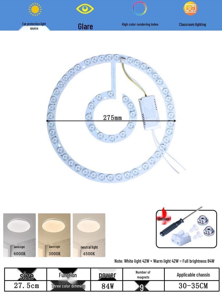 Ceiling LED Light Replacement Panel with Tricolor Changing Beads for Living Rooms