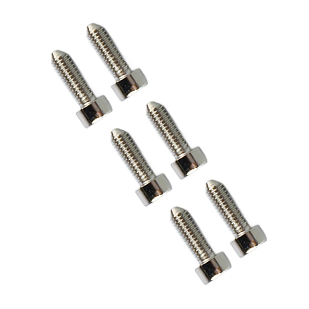 6PCS Guitar Hex Head Screws Double Tremolo Bridge Saddle String Locking Screw with Taper Tip Silver