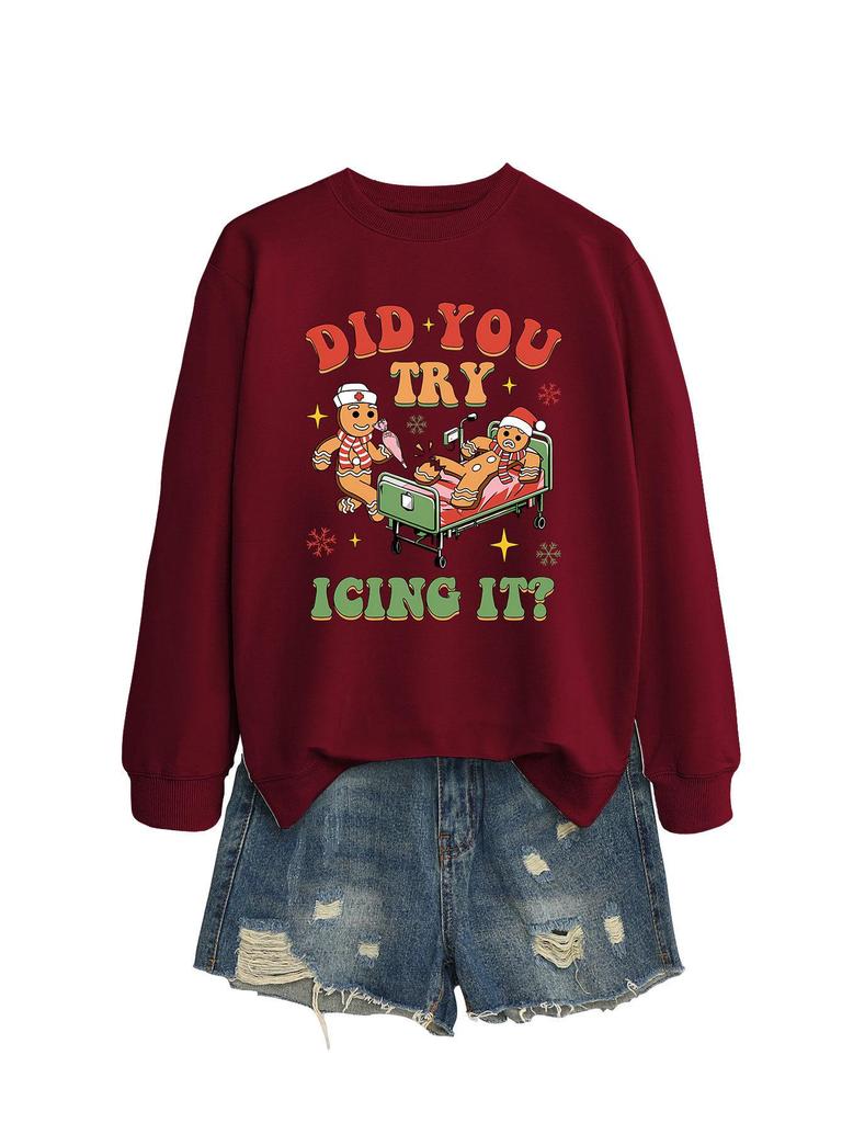 Autumn/Winter Christmas Pattern Round Neck Long Sleeve Hoodie