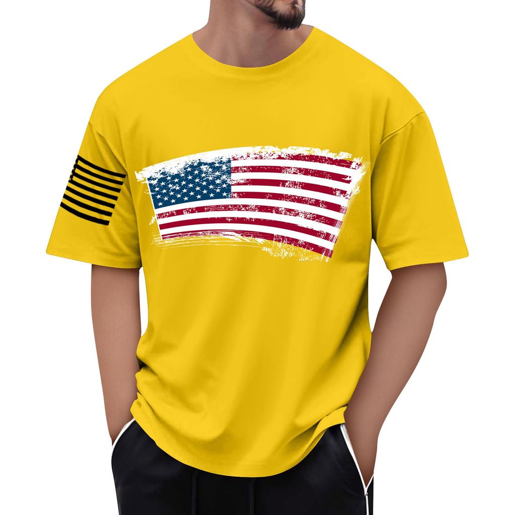 Men's Flag Printed T-Shirt Men's Loose Casual Short Sleeve Top