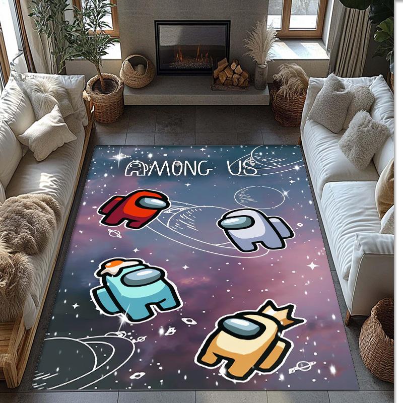 Among Us Crystal Velvet Rug, Soft Anti‑Slip Crystal Velvet Carpet for Living Room Bedroom Home Decor