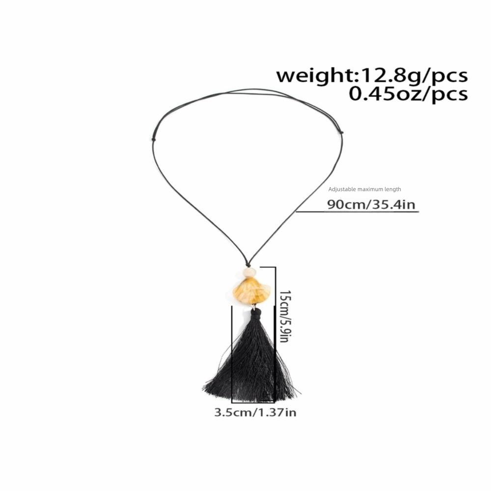 Adjustable Length Long Necklace Chain Wax Thread Sweater Chain Fashion Resin Pendant Necklace