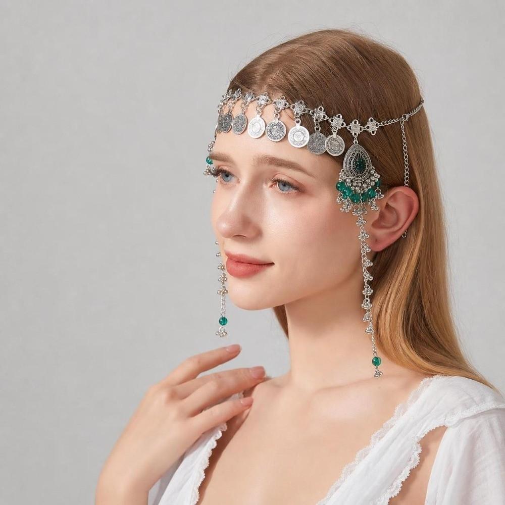Alloy Forehead Chain Ethnic Style Hair Tassel Chains Trendy Hairband Jewelry  Women