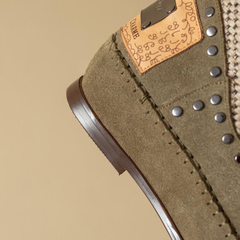 Fashion Cow Suede Rivet Belt Buckle Round Head Low Heeled Short Boots Fashionable Winter Tassel Short Plush Women's Ankle Boots Size 43