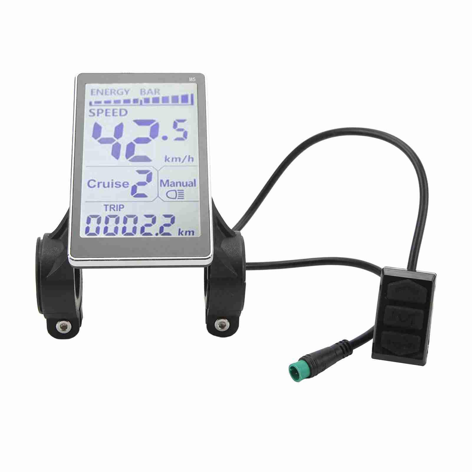 

ЖК-дисплей для электровелосипеда Прочный и износостойкий ABS Легко установить ЖК-дисплей для самоката 5-контактный для рулей 31,8 мм 22,2 мм