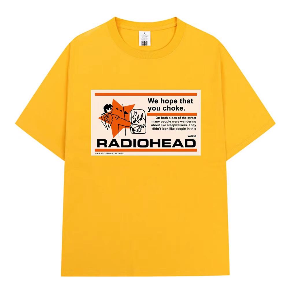 Radiohead We Hope That You Choke Rock Band T Shirts Men's Clothing Hip Hop Gothic Retro Casual Oversized T-shirts Streetwear