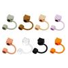 2/8Pcs Silicone Straw Cap Toppers for 40 Oz Tumbler Cups Reusable Bear Shape Design Straw Tips Lids Protectors Dust Cover for Home Dorm Restaurant