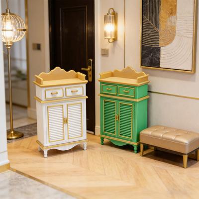 1: Kapılı ve 2 Çekmeceli 12 Ölçekli Minyatür Ayakkabılık Modeli DIY Mikro Peyzaj Sahte Oyun Aksesuarları İçin Mini Bebek Evi Mobilya Aksesuarı
