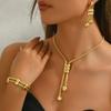 Modern Alloy Jewelry Trio Long Pendant Necklace Earrings Bracelet Set for Everyday Wear Parties Business Event