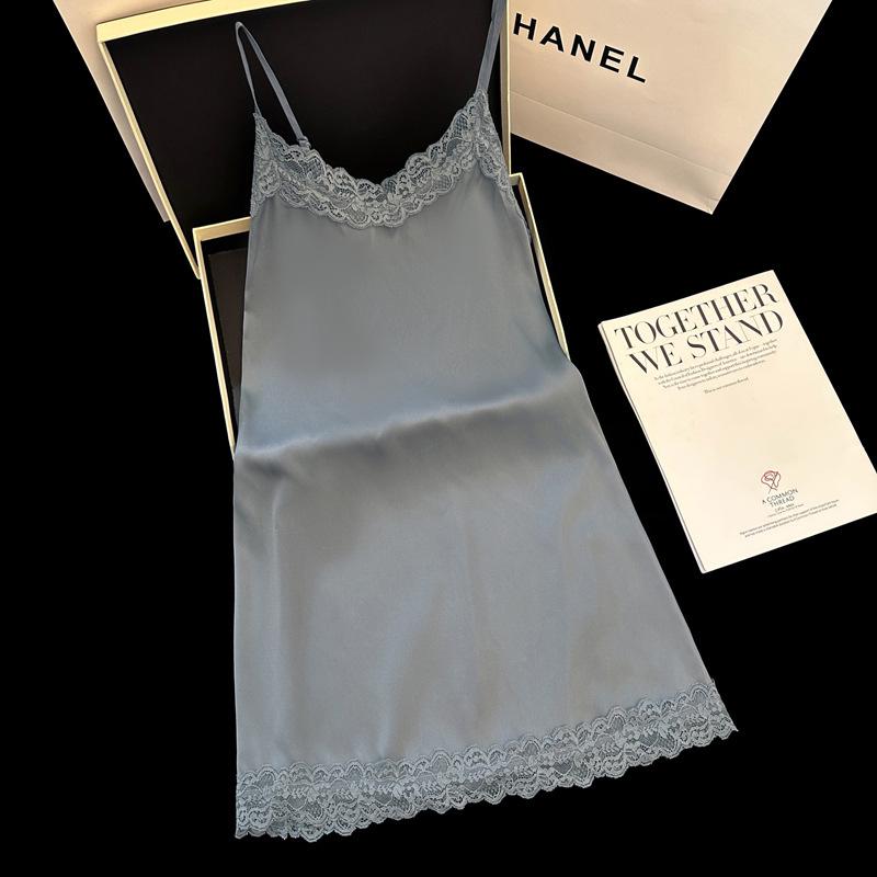 Damen Sommer Eis Seide Spitze Nachthemd - Sexy Reiner Wunsch Stil