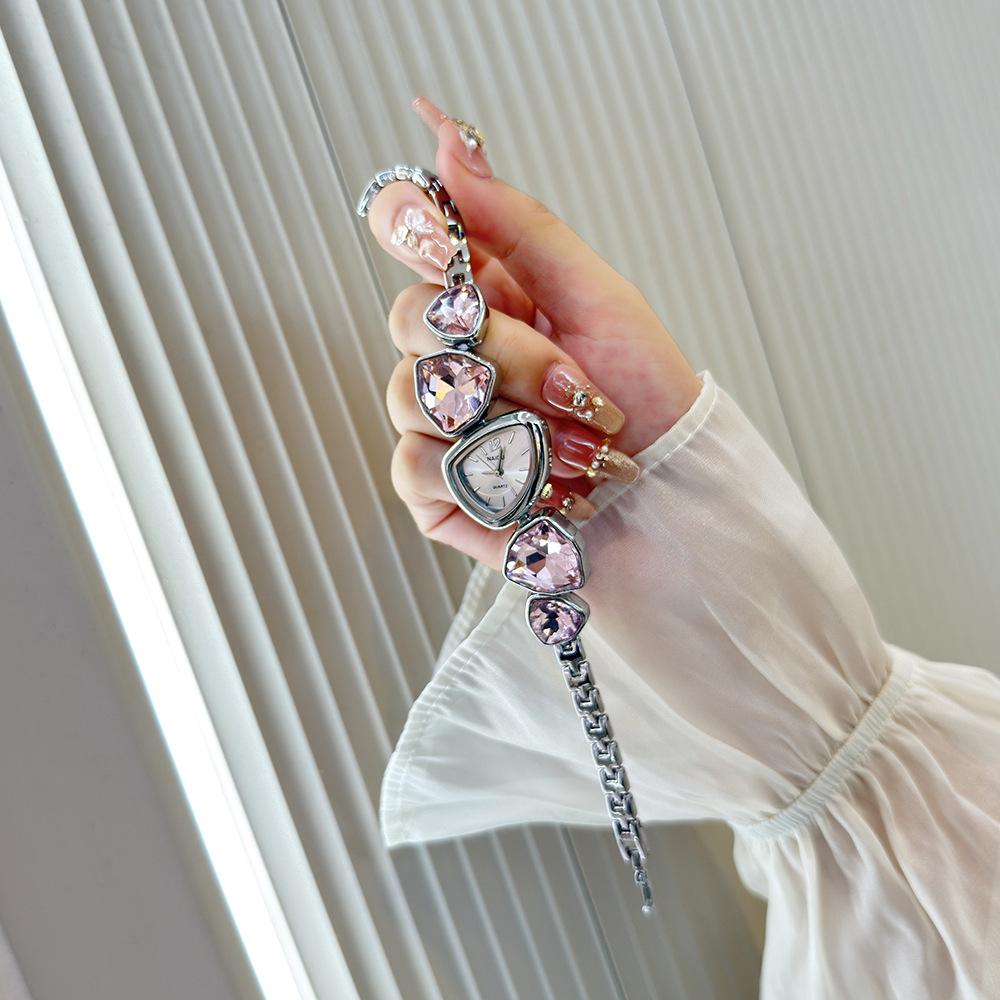 Irregular Design Versatile Women'S Watch Light Luxury Niche Color Special-Shaped Diamond-Encrusted Fashion Bracelet Watch