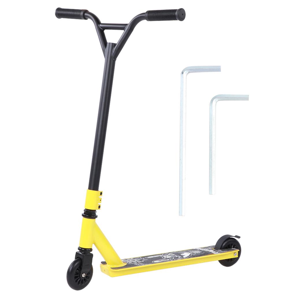Yellow Portable Professional Scooter Adult Stunt 2 PU Wheels Sliding Pedal Equipment