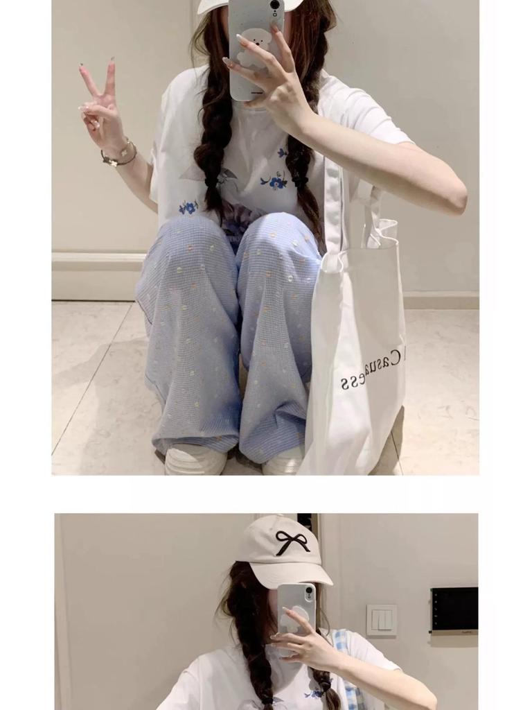 Women’s Summer High-Waist Dopamine Yellow Polka Dot Wide-Leg Pants | 145cm | Ice Silk | Petite Draping Style