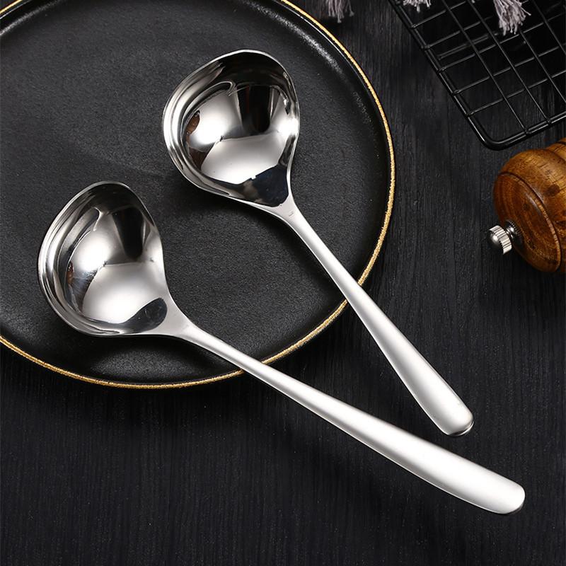 304 Edelstahl Tiefer Suppenlöffel Langer Griff Ramen Nudeln Esslöffel Bouillon Schöpfkelle Breilöffel Küchenzubehör