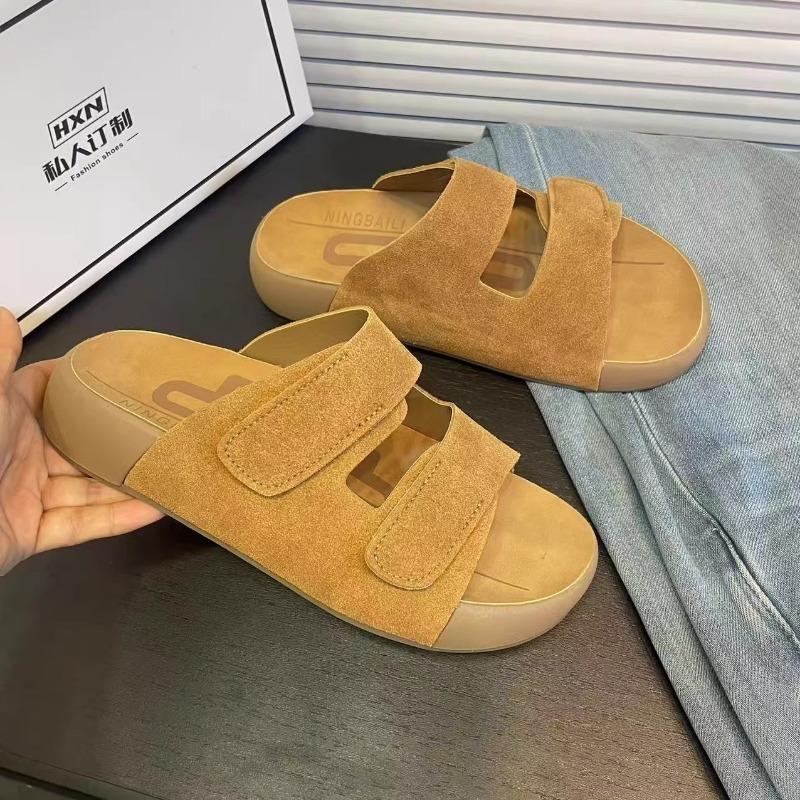 

Премиальные шлепанцы на толстой подошве на липучках, крутые шлепанцы, женская летняя обувь, новинка, с юбкой, пляжная обувь 40 верблюд