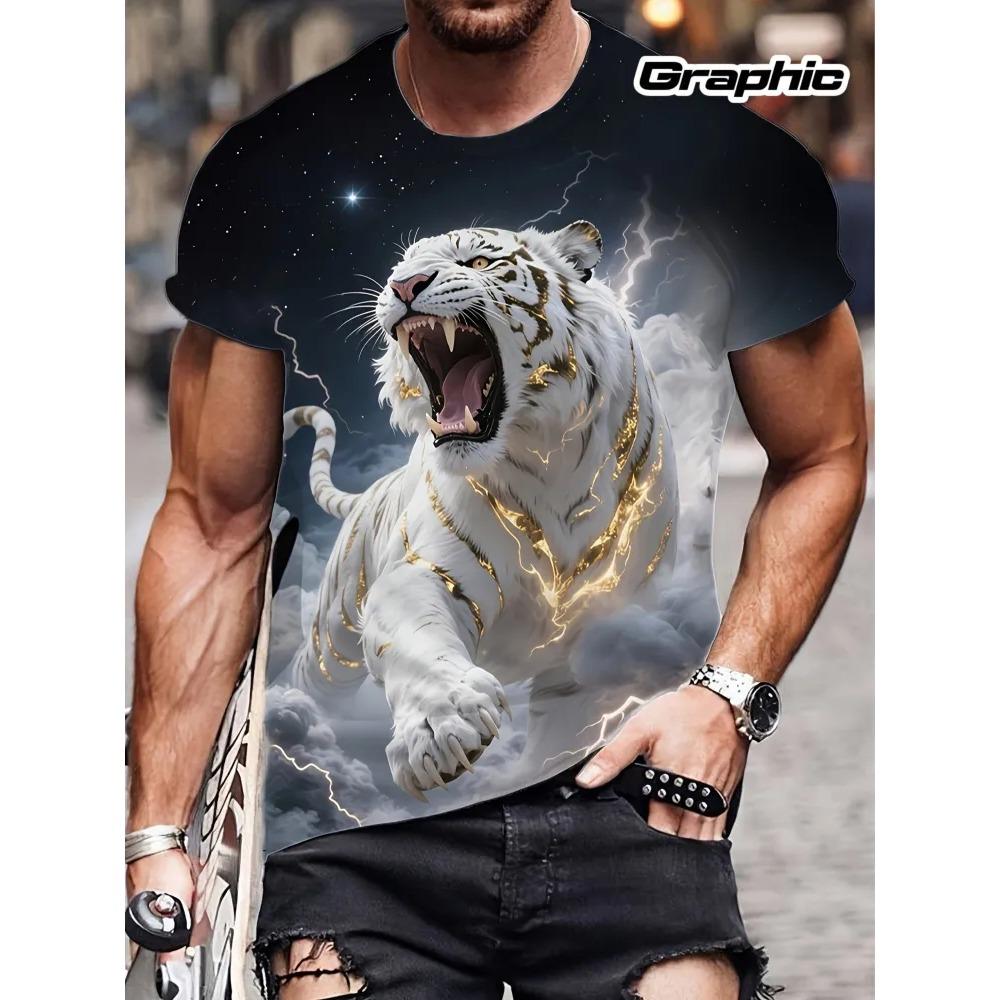 Summer Mens T-shirt Creative 3D Printed Short Sleeved T-shirt Fashionable Comfortable Soft Breathable Large Loose T-shirt