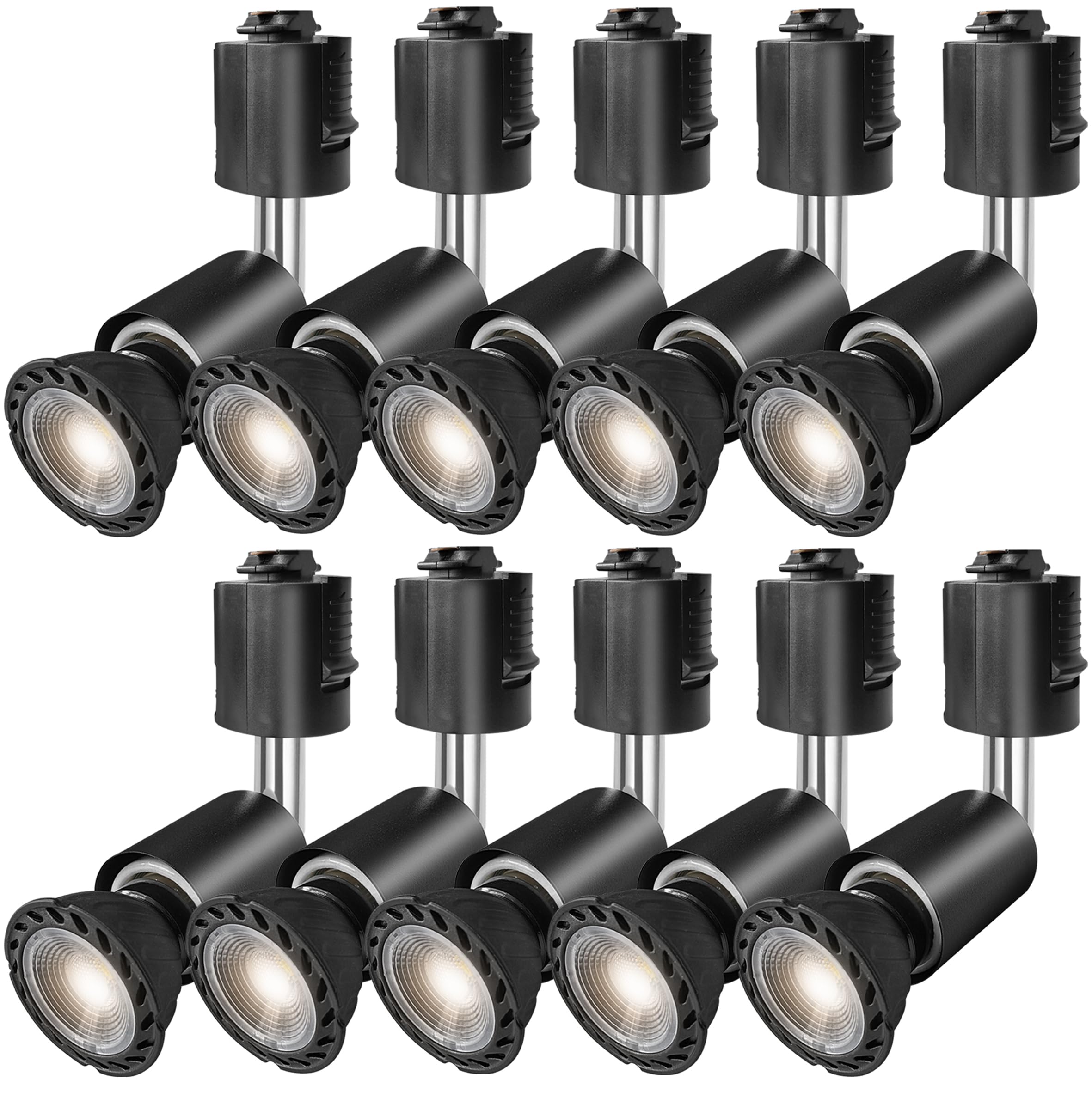 

Прожектор E26 для шинопровода, включает светодиодную лампу 5,5 Вт, эквивалентную 60 Вт, светильник-планку, светодиодный прожектор + комплект для шинопровода (Чёрный, Тёплый