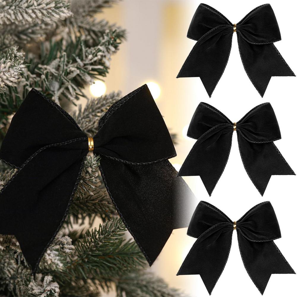 3pcs Christmas Retro Velvet Ribbon 15cm Large Bow Party Wreath Festival Decoration Home Arrangement Christmas Tree Ornament